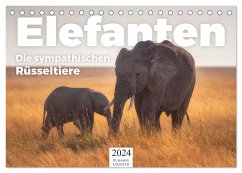 Elefanten - Die sympathischen Rüsseltiere (Tischkalender 2024 DIN A5 quer), CALVENDO Monatskalender