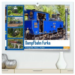 Dampfbahn Furka 2024 (hochwertiger Premium Wandkalender 2024 DIN A2 quer), Kunstdruck in Hochglanz