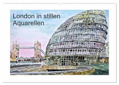 London in stillen Aquarellen (Wandkalender 2024 DIN A2 quer), CALVENDO Monatskalender
