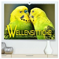 Wellensittiche - gesellige Freunde (hochwertiger Premium Wandkalender 2024 DIN A2 quer), Kunstdruck in Hochglanz