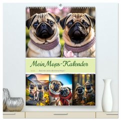 Mein Mops-Kalender (hochwertiger Premium Wandkalender 2024 DIN A2 hoch), Kunstdruck in Hochglanz