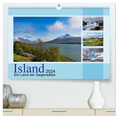 Island, ein Land der Gegensätze (hochwertiger Premium Wandkalender 2024 DIN A2 quer), Kunstdruck in Hochglanz - calmbacher, Christiane