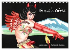 Guns `n Girls - gezeichnete Pin-Ups mit Munition (Wandkalender 2024 DIN A3 quer), CALVENDO Monatskalender