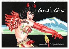 Guns `n Girls - gezeichnete Pin-Ups mit Munition (Wandkalender 2024 DIN A2 quer), CALVENDO Monatskalender