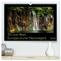 Plitvicer Seen - Europas erster Nationalpark (hochwertiger Premium Wandkalender 2024 DIN A2 quer), Kunstdruck in Hochglanz