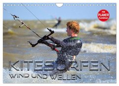 Kitesurfen - Wind und Wellen (Wandkalender 2024 DIN A4 quer), CALVENDO Monatskalender