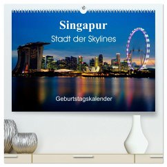 Singapur Stadt der Skylines (hochwertiger Premium Wandkalender 2024 DIN A2 quer), Kunstdruck in Hochglanz