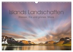 Islands Landschaften - Wasser, Eis und grünes Moos (Wandkalender 2024 DIN A3 quer), CALVENDO Monatskalender - Hartung, Salke
