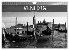 Venedig schwarz-weiß (Wandkalender 2024 DIN A4 quer), CALVENDO Monatskalender