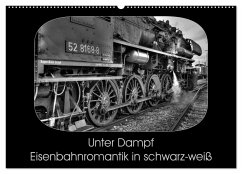 Unter Dampf - Eisenbahnromantik in schwarz-weiß (Wandkalender 2024 DIN A2 quer), CALVENDO Monatskalender