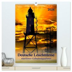 Deutsche Leuchttürme - maritimer Geburtstagsplaner (hochwertiger Premium Wandkalender 2024 DIN A2 hoch), Kunstdruck in Hochglanz