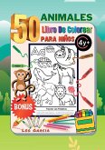 Libro Para Colorear de 50 Animales Para Niños 4+ Extra Parte Para Rastrear Las Palabras Visuales