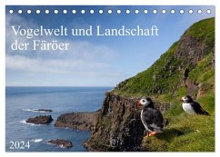 Vogelwelt und Landschaft der Färöer (Tischkalender 2024 DIN A5 quer), CALVENDO Monatskalender