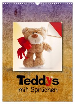 Teddys mit Sprüchen (Wandkalender 2024 DIN A3 hoch), CALVENDO Monatskalender - Joy, Iboneby