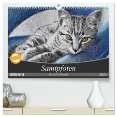 Samtpfoten - Katzen in Pastell (hochwertiger Premium Wandkalender 2024 DIN A2 quer), Kunstdruck in Hochglanz