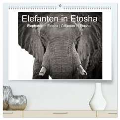 Elefanten in Etosha (hochwertiger Premium Wandkalender 2024 DIN A2 quer), Kunstdruck in Hochglanz