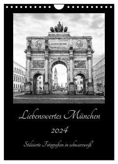 Liebenswertes München - Stilisierte Fotografien in schwarzweiß (Wandkalender 2024 DIN A4 hoch), CALVENDO Monatskalender - SusaZoom