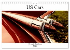 US Cars Chrome & Heckflossen (Wandkalender 2024 DIN A4 quer), CALVENDO Monatskalender