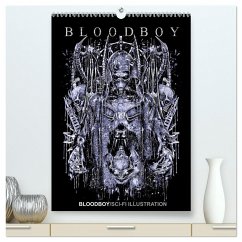 BLOODBOY/SCI-FI ILLUSTRATION (hochwertiger Premium Wandkalender 2024 DIN A2 hoch), Kunstdruck in Hochglanz