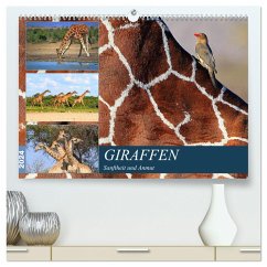 Giraffen - Sanftheit und Anmut (hochwertiger Premium Wandkalender 2024 DIN A2 quer), Kunstdruck in Hochglanz