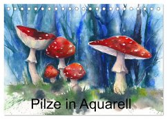 Pilze in Aquarell (Tischkalender 2024 DIN A5 quer), CALVENDO Monatskalender