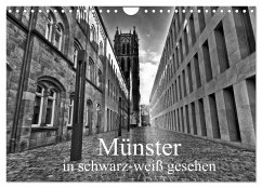 Münster in schwarz-weiß gesehen (Wandkalender 2024 DIN A4 quer), CALVENDO Monatskalender