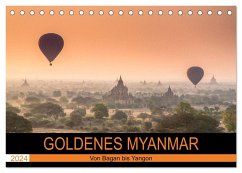 GOLDENES MYANMAR 2024 (Tischkalender 2024 DIN A5 quer), CALVENDO Monatskalender