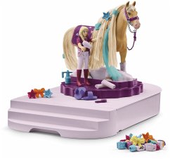 Schleich 42617 - Horse Club, Sofia's Beauties, Pferdepflege Station, drehbar, mit Pferd, Reiterin und Zubehör, Spielset