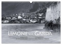 Limone sul Garda schwarzweiß (Wandkalender 2024 DIN A3 quer), CALVENDO Monatskalender