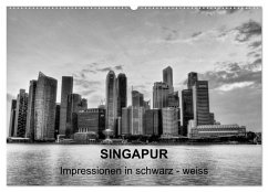 Singapur - Impressionen in schwarz - weiss (Wandkalender 2024 DIN A2 quer), CALVENDO Monatskalender
