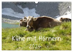 Kühe mit Hörnern (Wandkalender 2024 DIN A3 quer), CALVENDO Monatskalender - Goldscheider, Stefanie