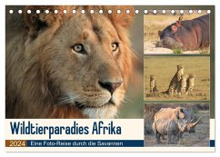 Wildtierparadies Afrika - Eine Foto-Reise durch die Savannen (Tischkalender 2024 DIN A5 quer), CALVENDO Monatskalender