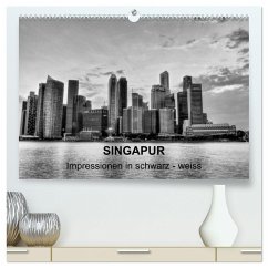 Singapur - Impressionen in schwarz - weiss (hochwertiger Premium Wandkalender 2024 DIN A2 quer), Kunstdruck in Hochglanz