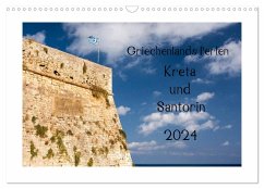 Griechenlands Perlen Kreta und Santorin (Wandkalender 2024 DIN A3 quer), CALVENDO Monatskalender