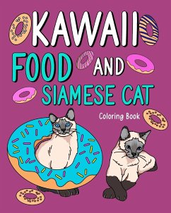 Kawaii Food and Siamese Cat Coloring Book - Paperland