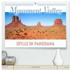 MONUMENT VALLEY Idylle im Panorama (hochwertiger Premium Wandkalender 2024 DIN A2 quer), Kunstdruck in Hochglanz - Viola, Melanie