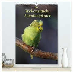 Der Wellensittich-Familienplaner (hochwertiger Premium Wandkalender 2024 DIN A2 hoch), Kunstdruck in Hochglanz