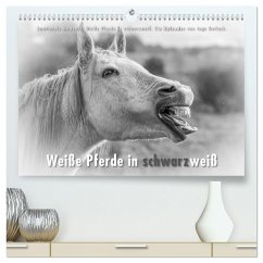 Emotionale Momente: Weiße Pferde in schwarzweiß. (hochwertiger Premium Wandkalender 2024 DIN A2 quer), Kunstdruck in Hochglanz