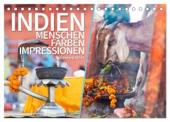 INDIEN Menschen Farben Impressionen (Tischkalender 2024 DIN A5 quer), CALVENDO Monatskalender