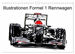 Illustrationen Formel 1 Rennwagen (Wandkalender 2024 DIN A4 quer), CALVENDO Monatskalender