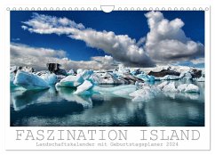 Faszination Island - Landschaftskalender 2024 / Geburtstagskalender (Wandkalender 2024 DIN A4 quer), CALVENDO Monatskalender