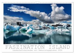 Faszination Island - Landschaftskalender 2024 / Geburtstagskalender (Wandkalender 2024 DIN A3 quer), CALVENDO Monatskalender