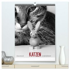 Sonja Heller Katzen in SW-Portraits (hochwertiger Premium Wandkalender 2024 DIN A2 hoch), Kunstdruck in Hochglanz - Heller, Sonja