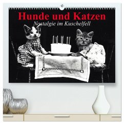 Hunde und Katzen - Nostalgie im Kuschelfell (hochwertiger Premium Wandkalender 2024 DIN A2 quer), Kunstdruck in Hochglanz