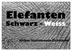 Elefanten Schwarz - Weiss (Tischkalender 2024 DIN A5 quer), CALVENDO Monatskalender