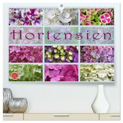 Hortensien / Geburtstagskalender (hochwertiger Premium Wandkalender 2024 DIN A2 quer), Kunstdruck in Hochglanz