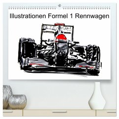 Illustrationen Formel 1 Rennwagen (hochwertiger Premium Wandkalender 2024 DIN A2 quer), Kunstdruck in Hochglanz