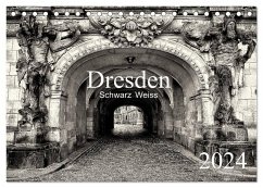 Dresden Schwarz Weiss 2024 (Tischkalender 2024 DIN A5 quer), CALVENDO Monatskalender