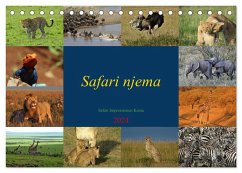 Safari njema - Safari Impressionen Kenia (Tischkalender 2024 DIN A5 quer), CALVENDO Monatskalender