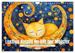 Lustige Katzen im Stil der Meister (Wandkalender 2024 DIN A4 quer), CALVENDO Monatskalender